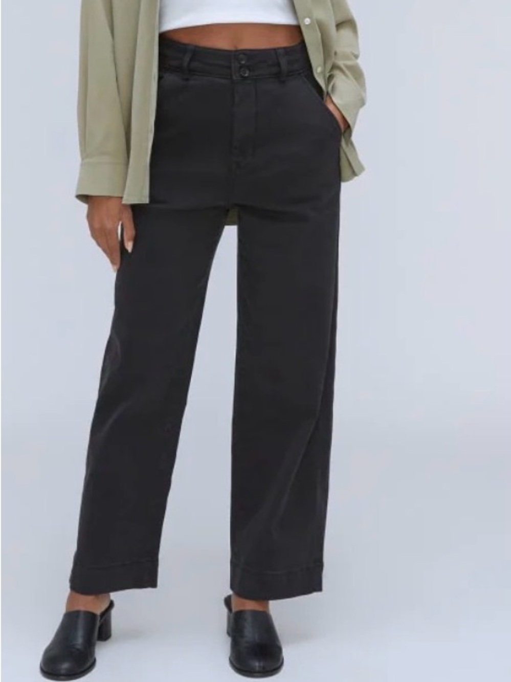 Everlane THE ORGANIC WIDE-LEG PANT black denim size 4 length 40” in seam 27.5